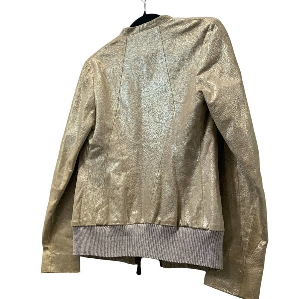 Doma Metallic Leather Motor Jacket Gold Silver Genuine Leather soft S - Picture 3 of 10